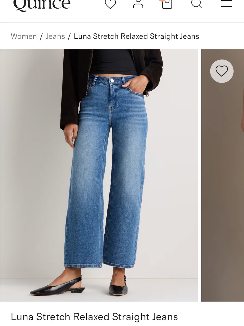Quince Luna Relaxed Straight Jeans - Medium Blue
